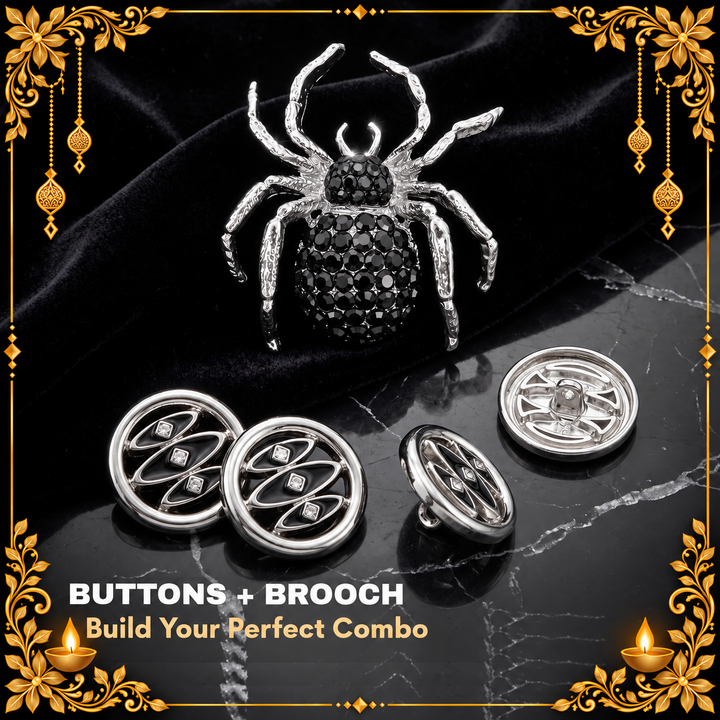 Pack Of  Spider Brooch & Shiva Eye Buttons