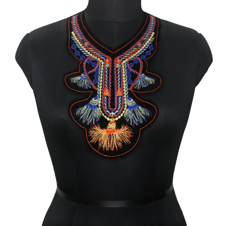 Multicolor Boho Embroidered Scalloped Neckline