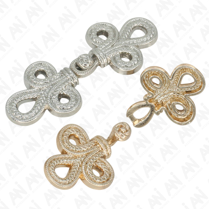 Luxurious intertwined loop frog closure metal button