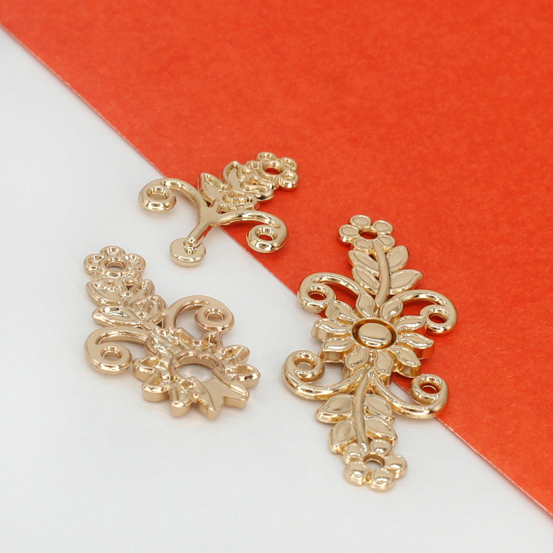 Sunflower Design Frog Closure Metal Buttons