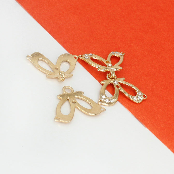 Shiny gold butterfly Frog closure metal button