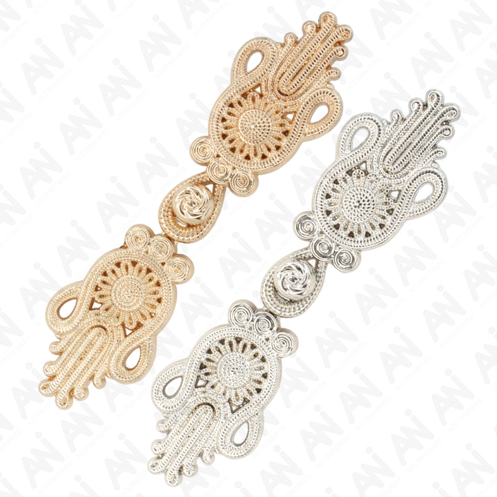 Two side golden sunflower design Frog closure metal button