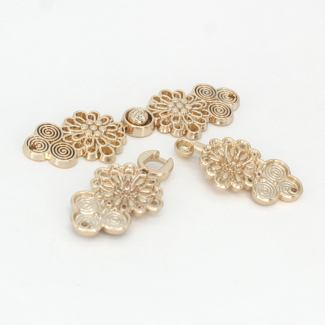 Luxurious floral finish Frog closure Metal Button-6cm×2cm