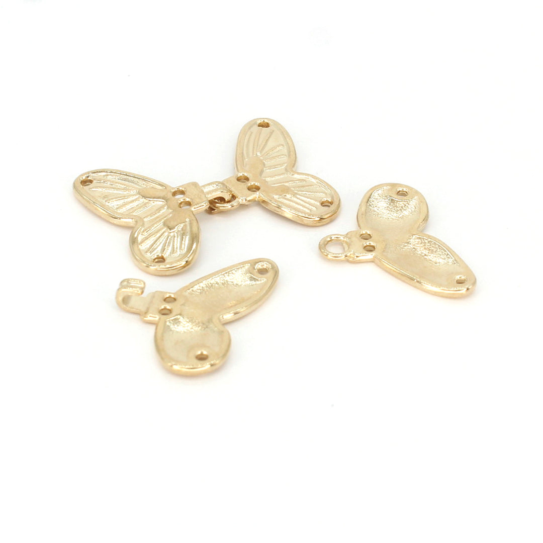 Shiny gold butterfly Frog closure metal button