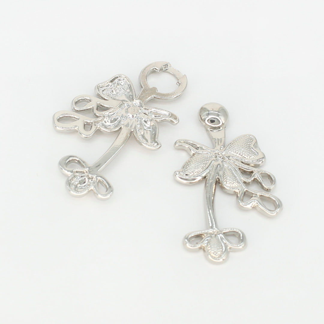 Lily flower silver Frog closure Pearl Buttons