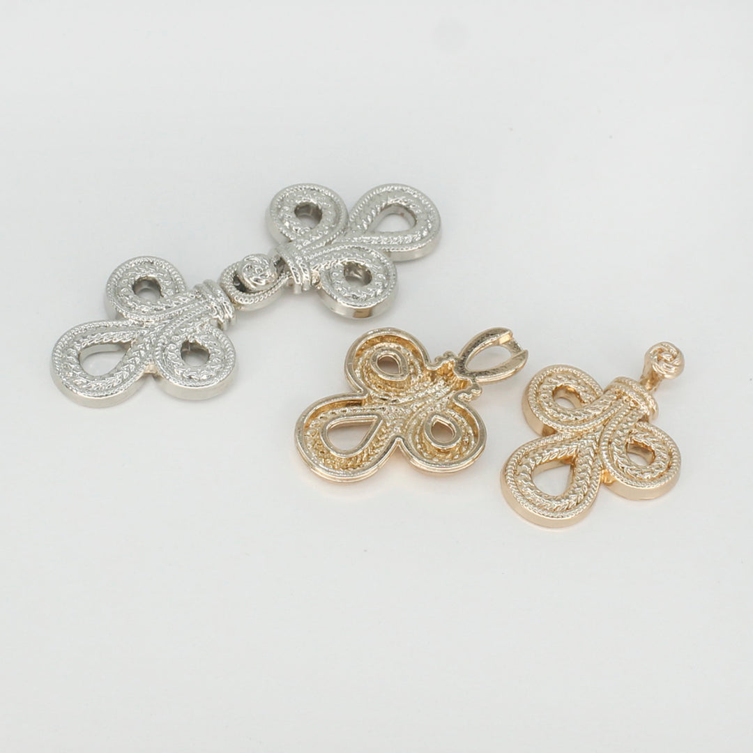 Luxurious intertwined loop frog closure metal button