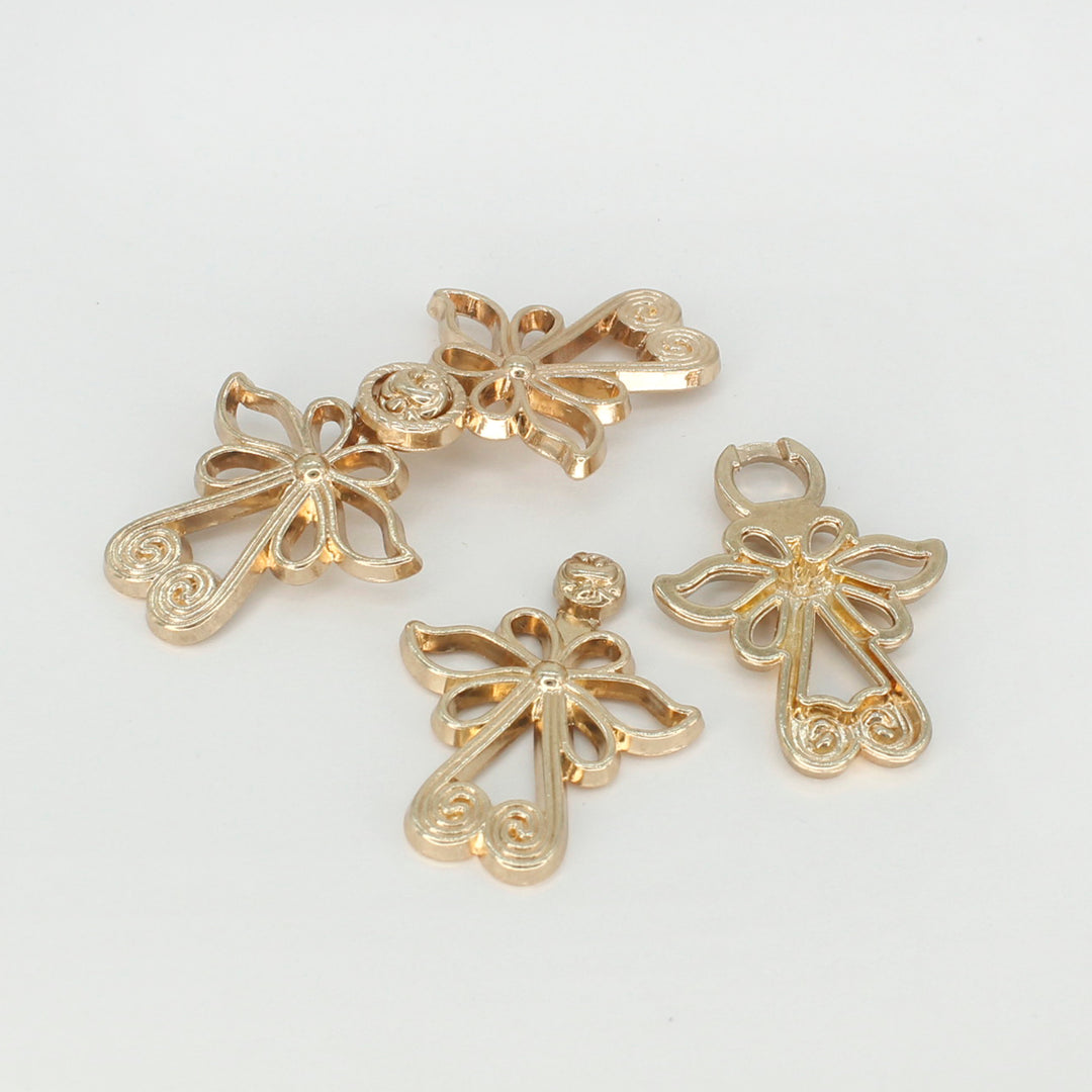 Golden Blossoms Frog Closure Metal Buttons