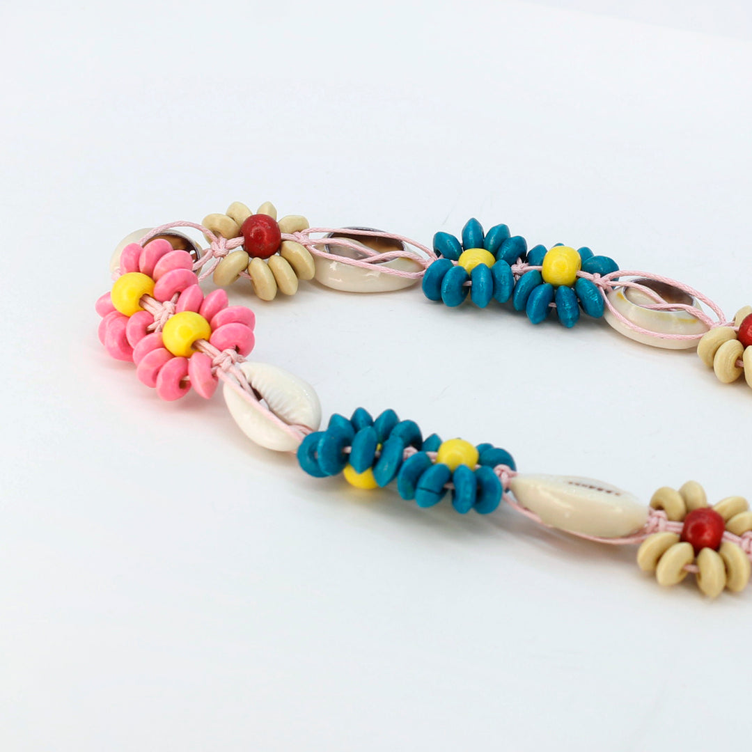 Multicolor flower with shell cord belt