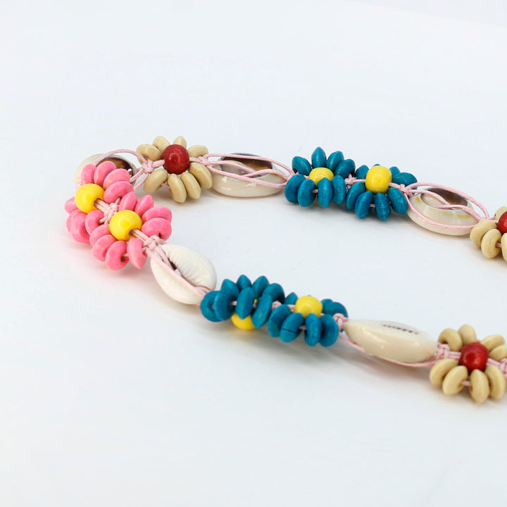 Multicolor flower with shell cord belt