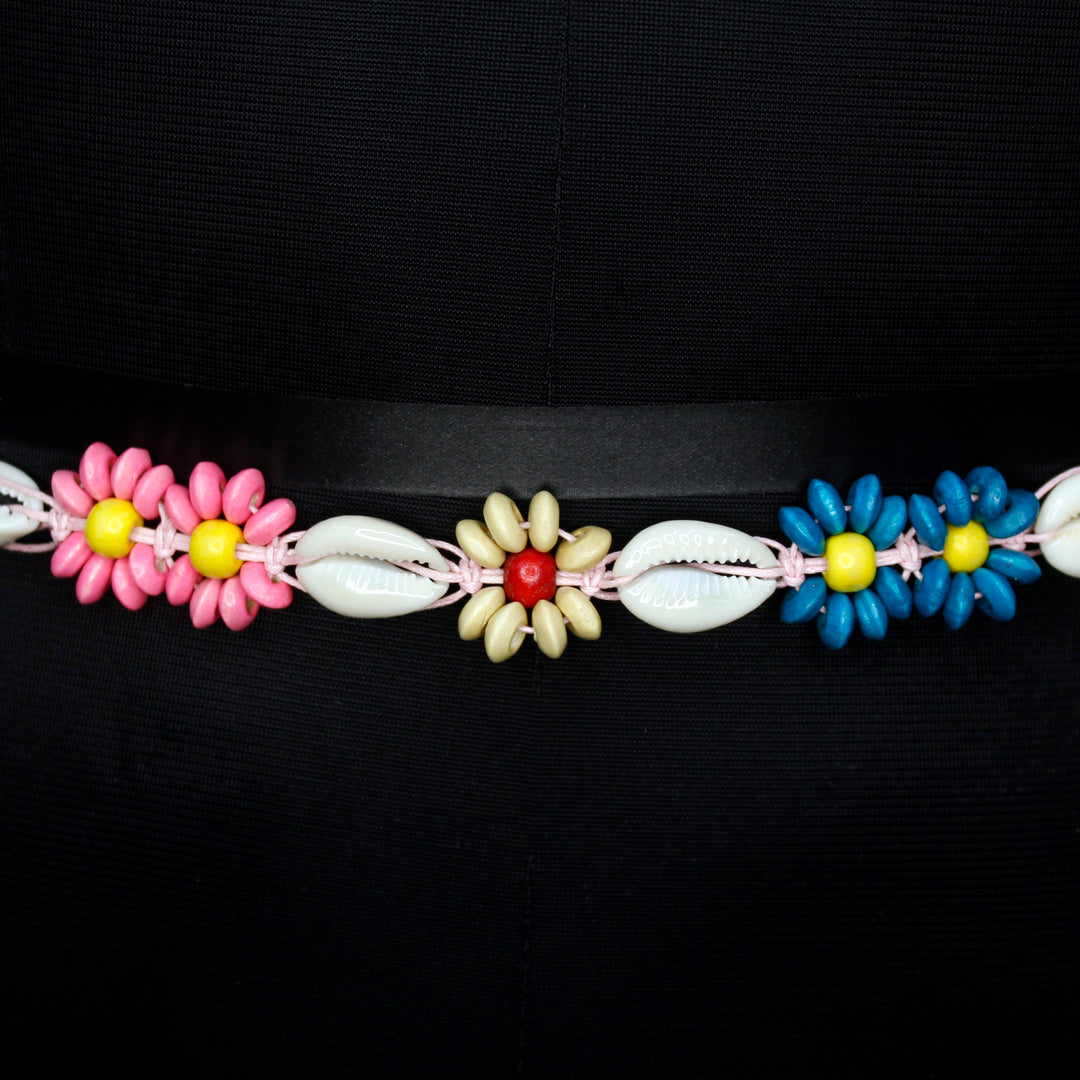 Multicolor flower with shell cord belt