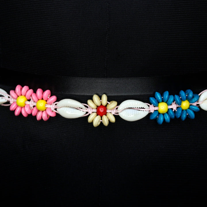 Multicolor flower with shell cord belt