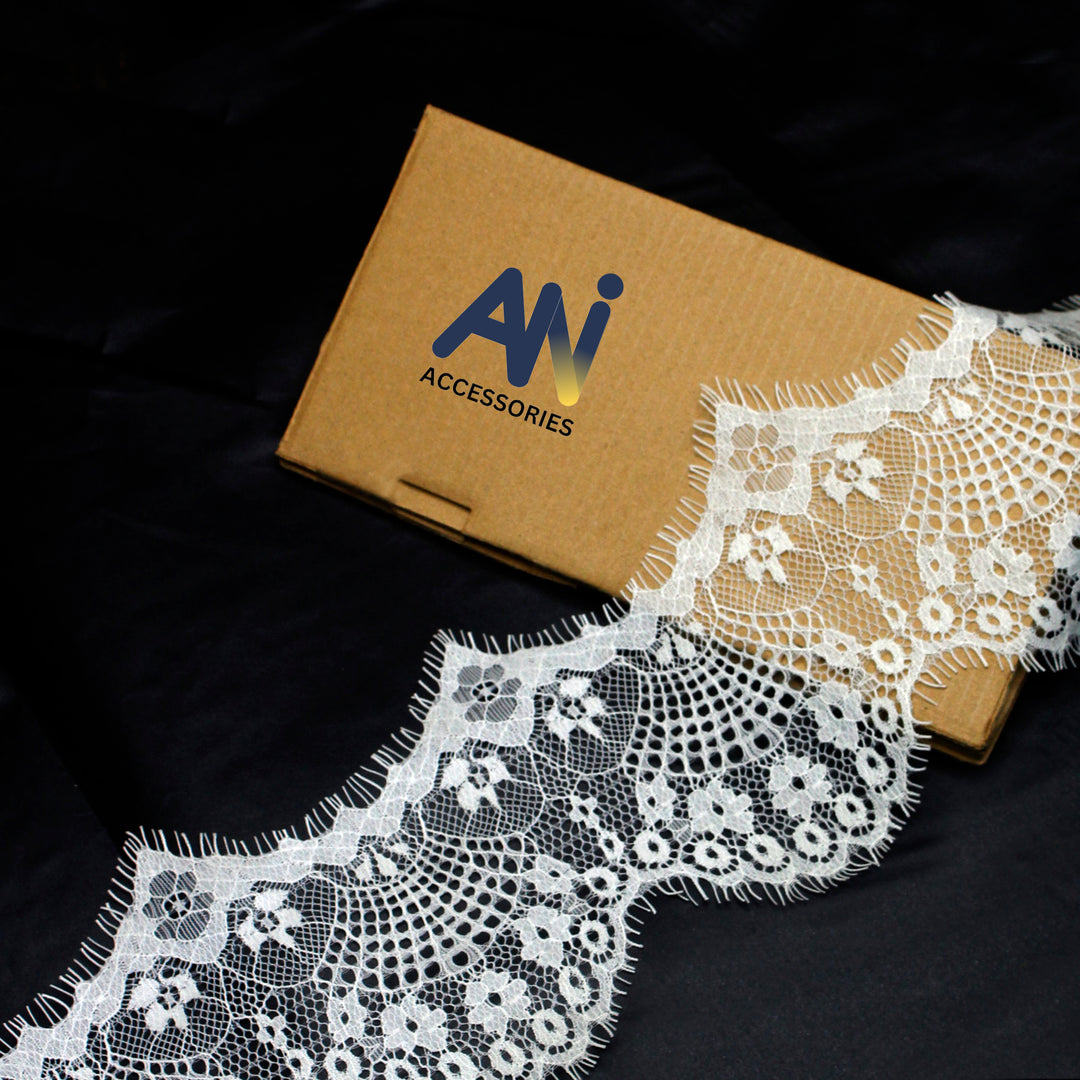 Chantilly Lace -  Eyelash Floral Scalloped Edge Trim