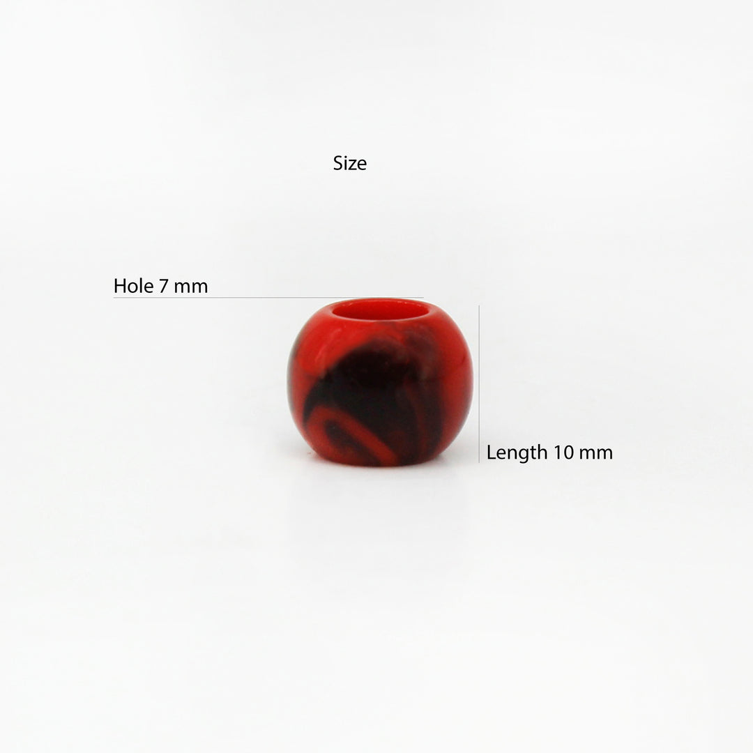 Textured Red Black Resin beads