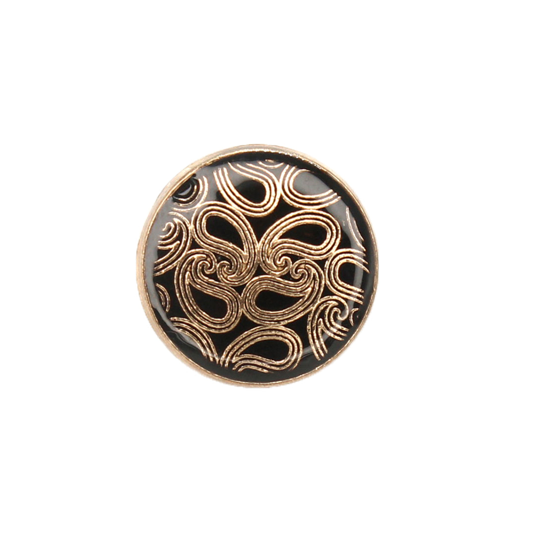 Golden Paisley Design with Black Color Shank Metal Button (7 Big + 7 Small)