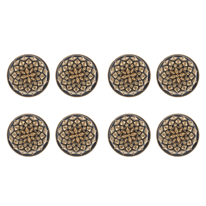 Black and Gold Intricate Floral Buttons