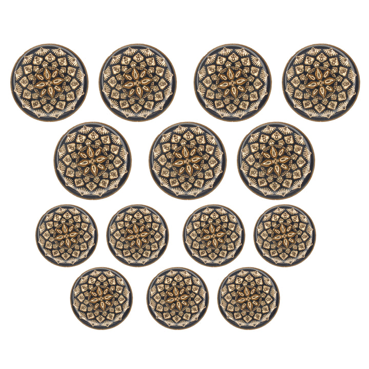 Black and Gold Intricate Floral Buttons