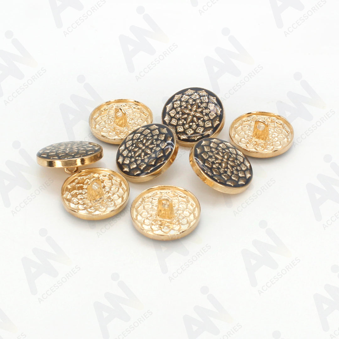 Black and Gold Intricate Floral Buttons