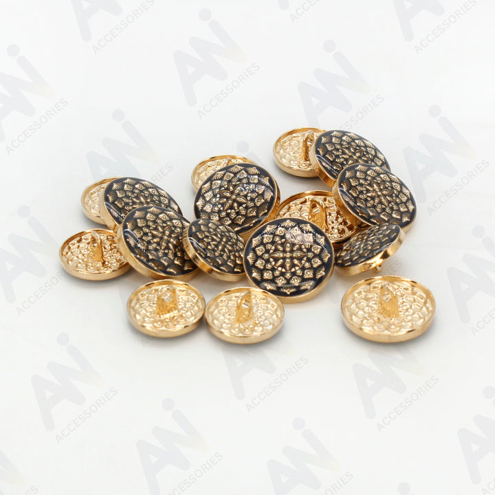 Black and Gold Intricate Floral Buttons