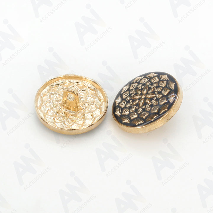 Black and Gold Intricate Floral Buttons