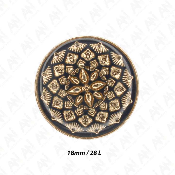 Black and Gold Intricate Floral Buttons