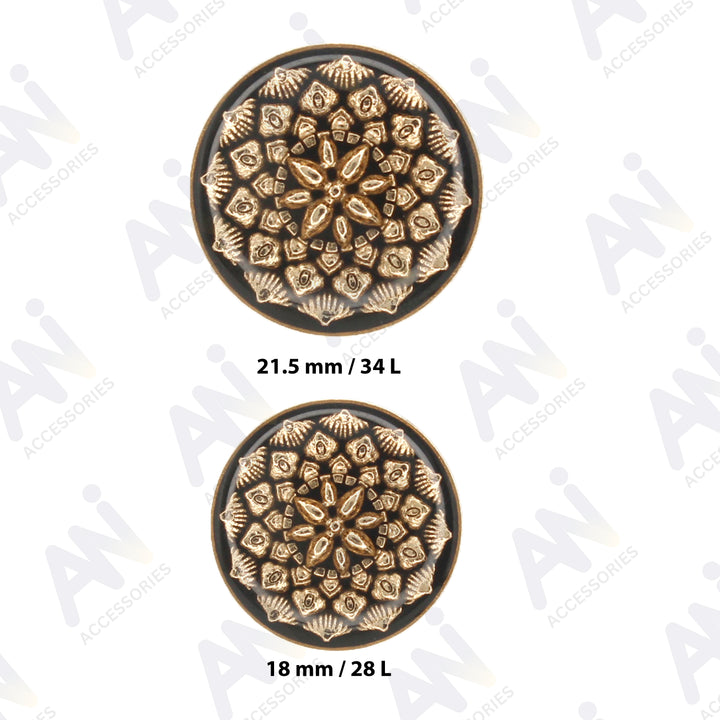 Black and Gold Intricate Floral Buttons