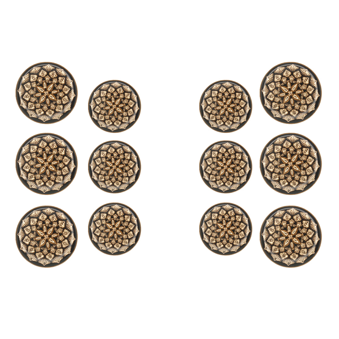 Black and Gold Intricate Floral Buttons