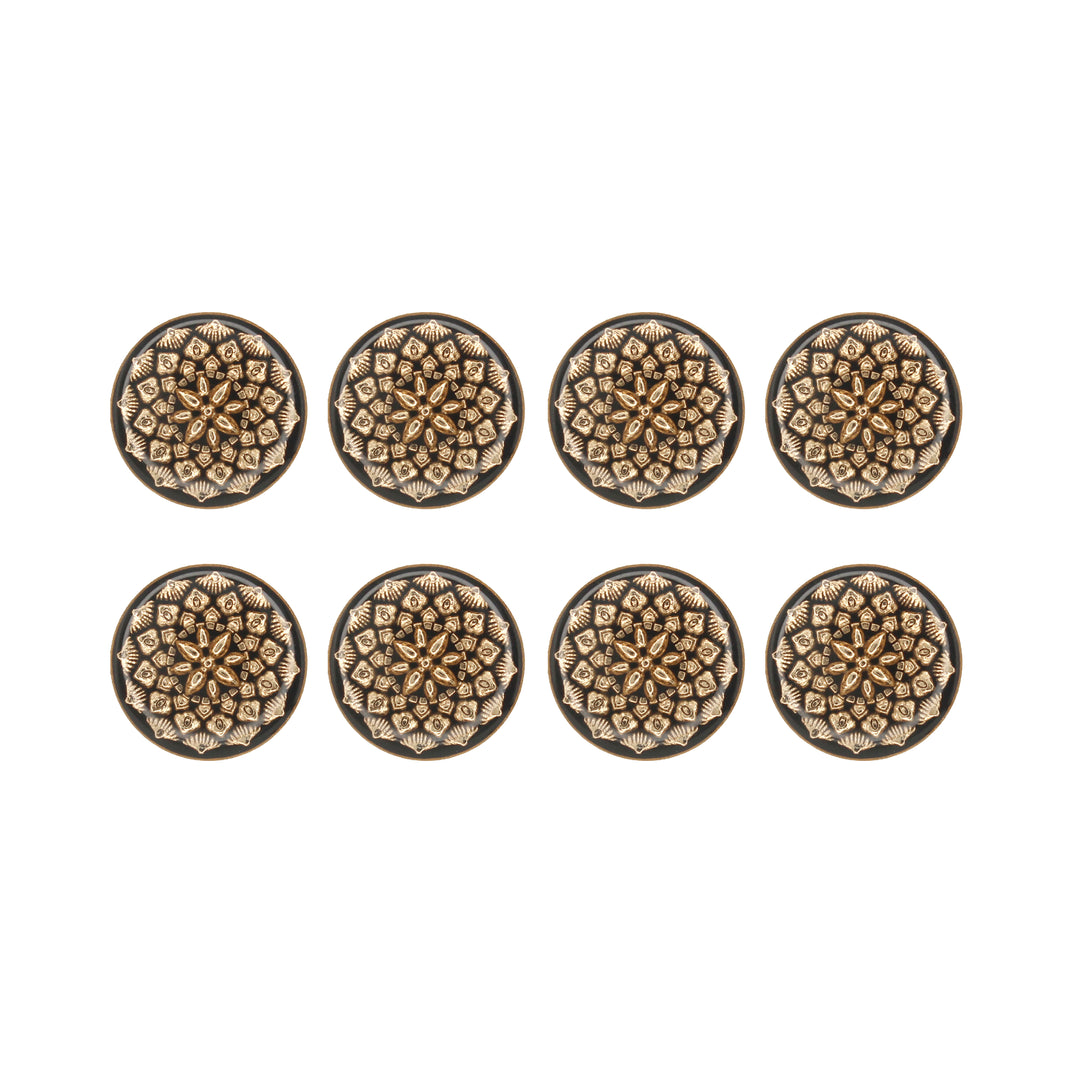 Black and Gold Intricate Floral Buttons