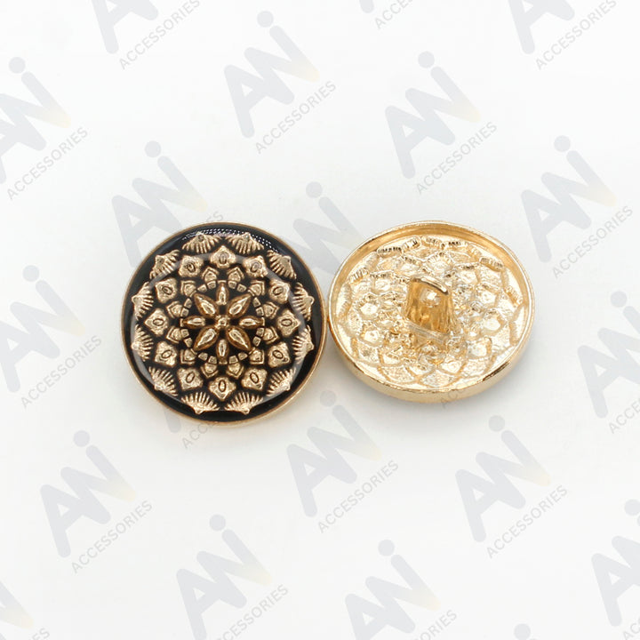 Black and Gold Intricate Floral Buttons