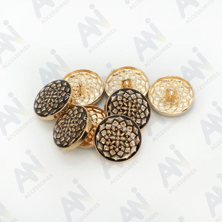 Black and Gold Intricate Floral Buttons