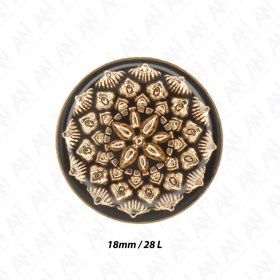 Black and Gold Intricate Floral Buttons