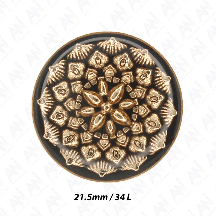 Black and Gold Intricate Floral Buttons