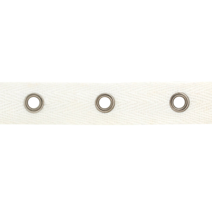 White Herringbone Fabric with Grommets