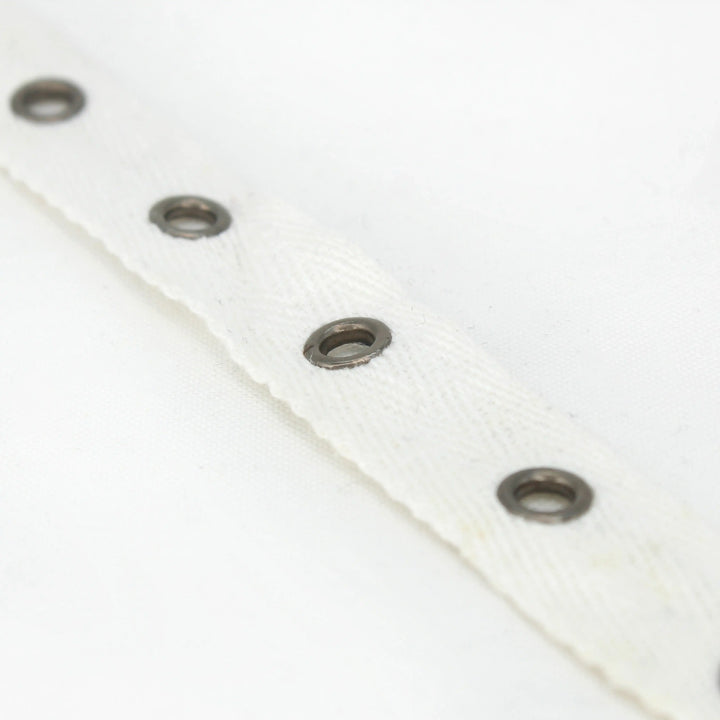White Herringbone Fabric with Grommets