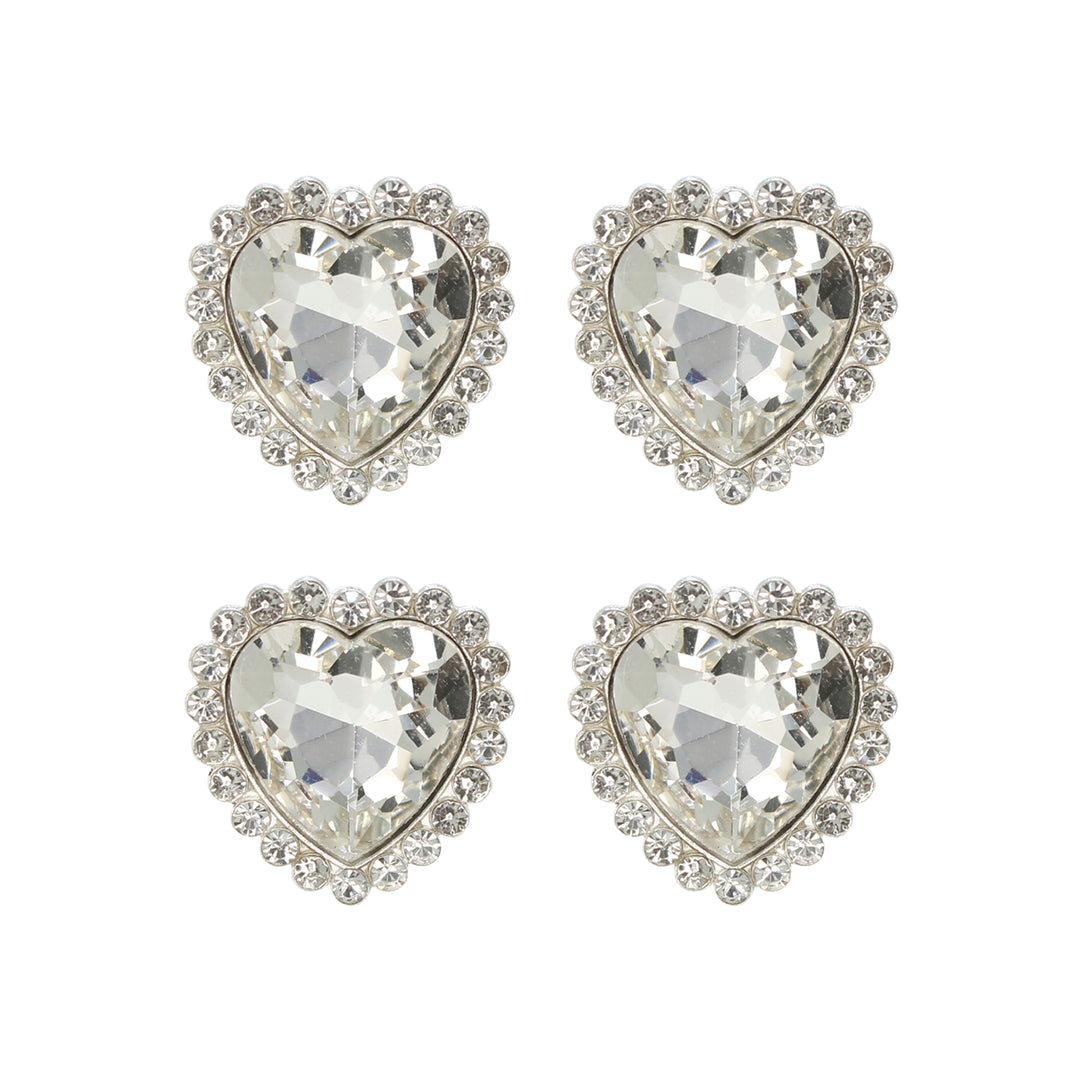 Diamond Heart shape Silver Metal Buttons