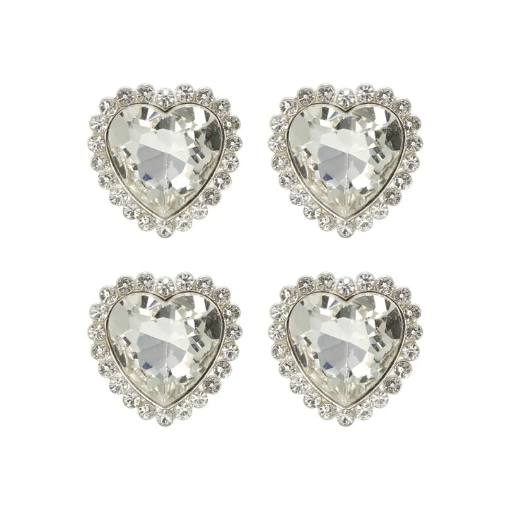 Diamond Heart shape Silver Metal Buttons | 19mm(30L) & 25mm(40L)