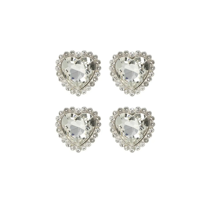 Diamond Heart shape Silver Metal Buttons | 19mm(30L) & 25mm(40L)