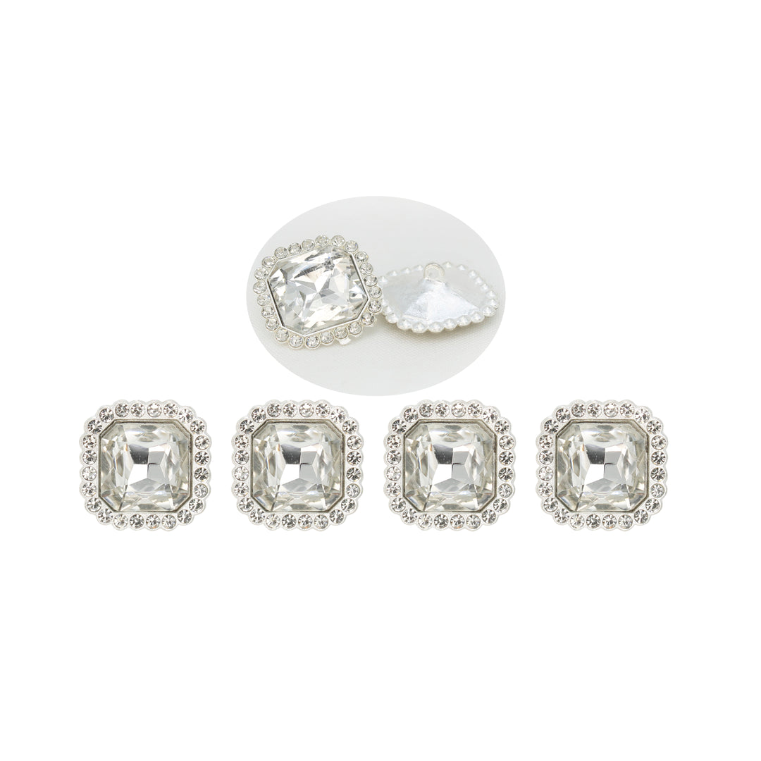 Elegant Rhinestone Silver Metal Buttons