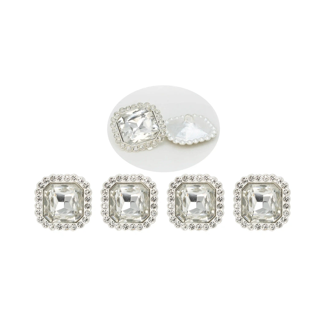 Elegant Rhinestone Silver Metal Buttons | 13mm, 21mm & 28mm