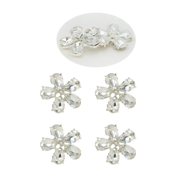 Rhinestone Flower Metal Buttons | 25mm(40L)