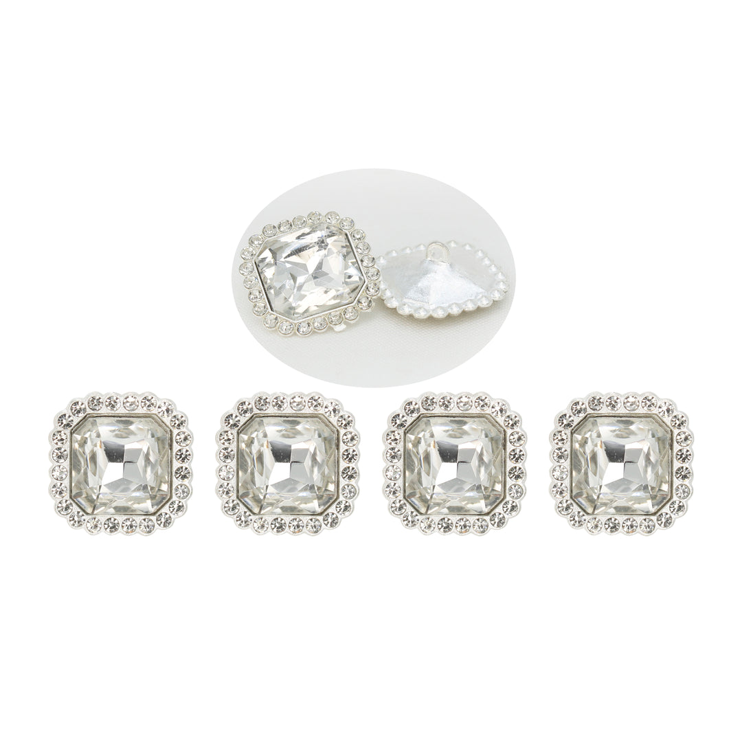 Elegant Rhinestone Silver Metal Buttons