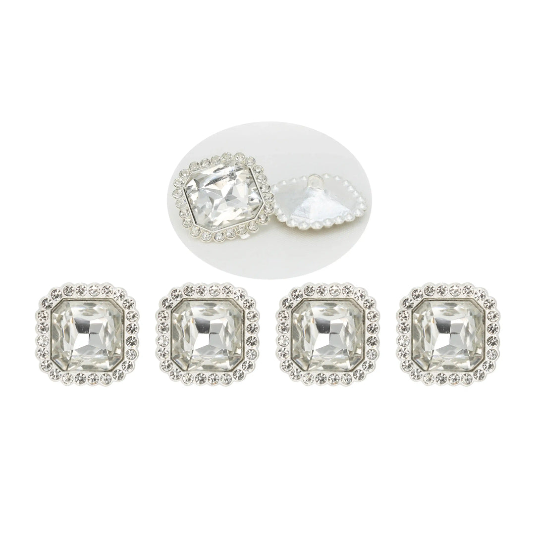 Elegant Rhinestone Silver Metal Buttons | 13mm, 21mm & 28mm