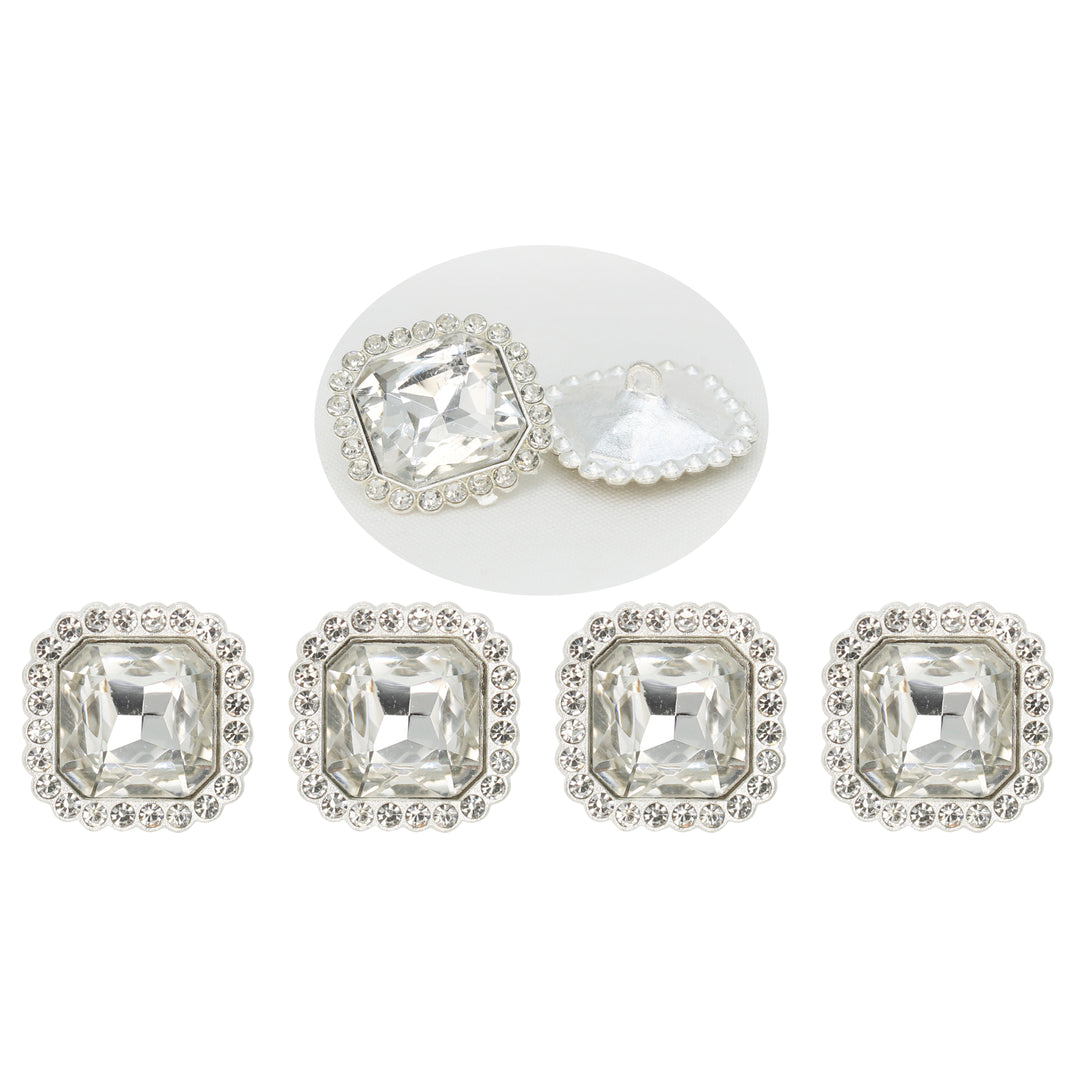 Elegant Rhinestone Silver Metal Buttons