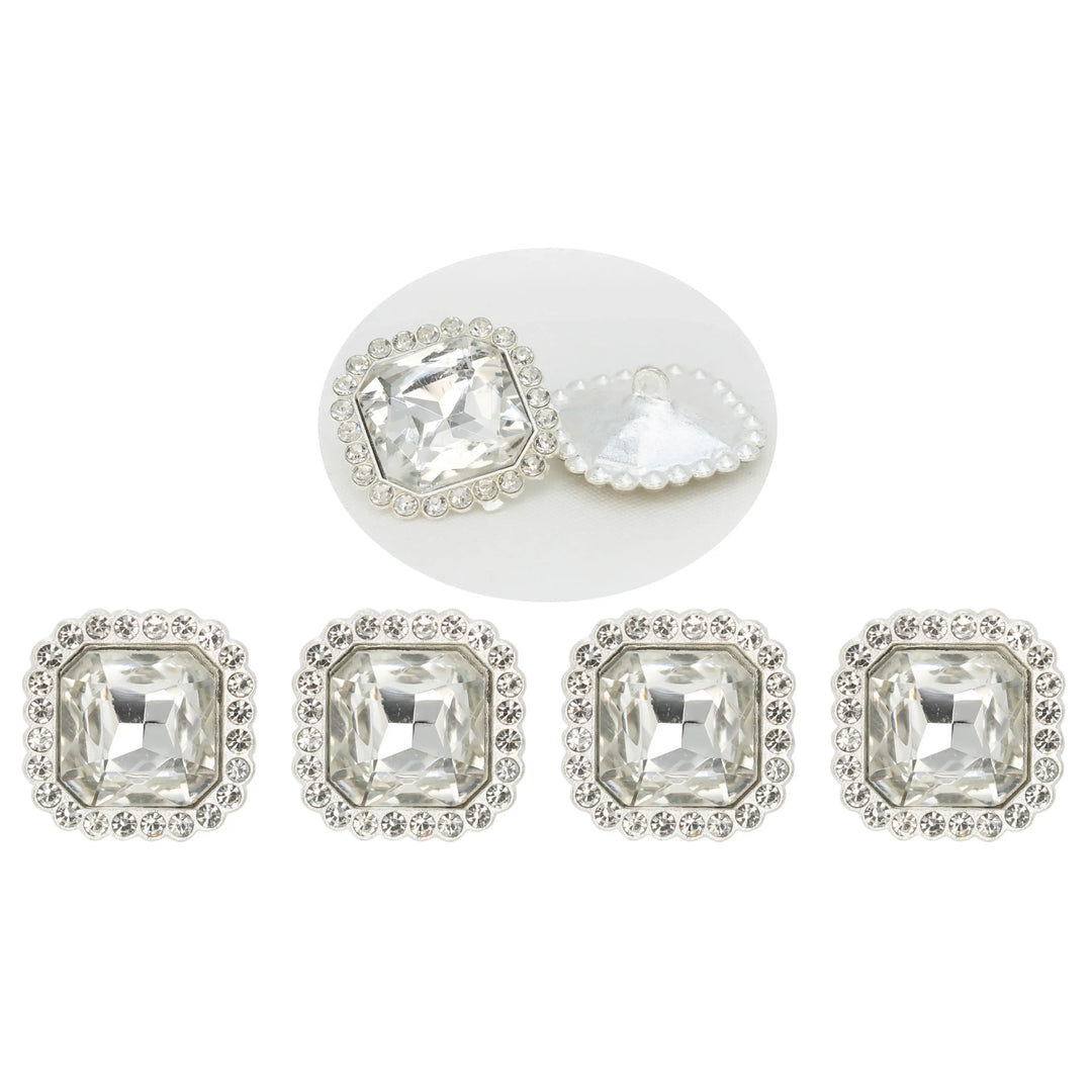 Elegant Rhinestone Silver Metal Buttons | 13mm, 21mm & 28mm