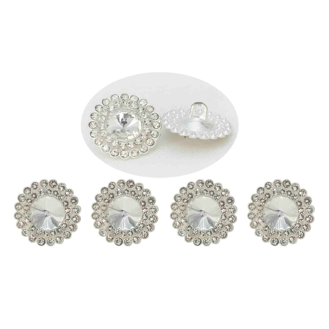 Dome Rhinestone Floral Design Metal Buttons | 20mm(32L)