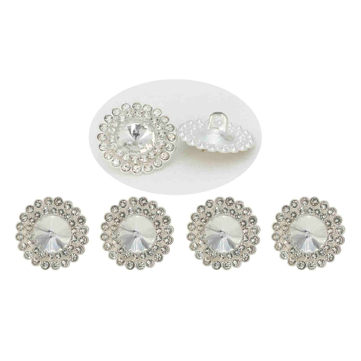 Dome Rhinestone Floral Design Metal Buttons | 20mm(32L)