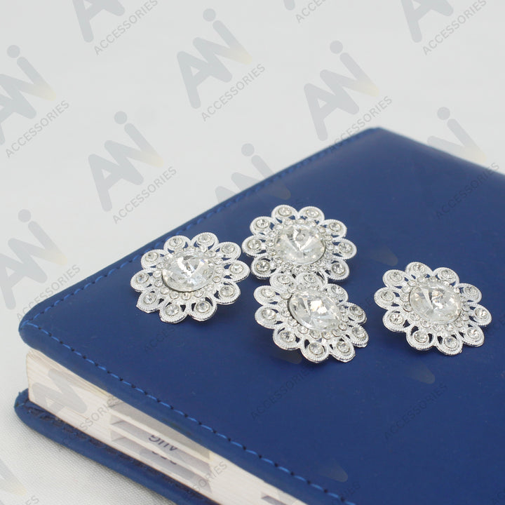 Sunflower Style Dome Rhinestone Metal Buttons