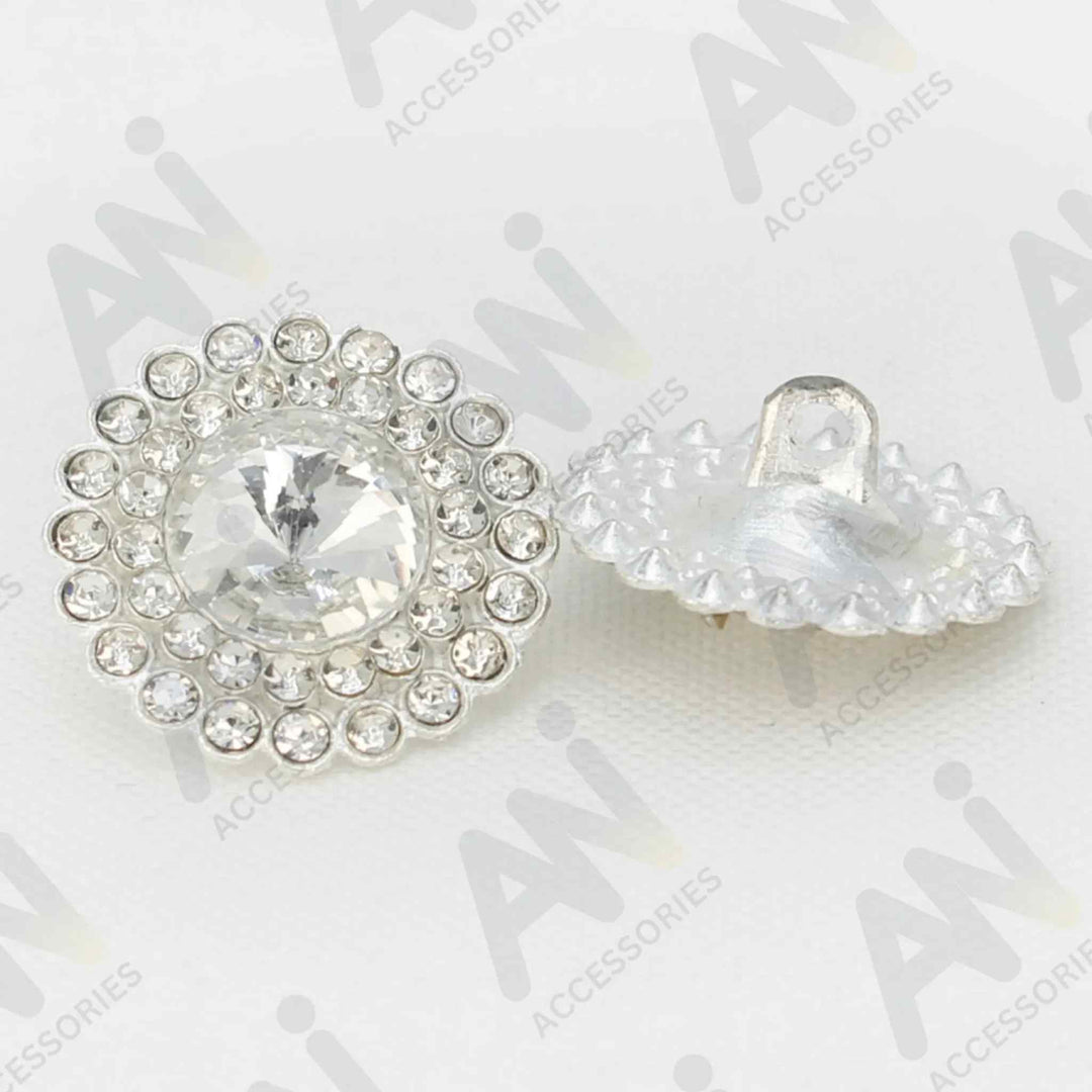 Dome Rhinestone Floral Design Metal Buttons | 20mm(32L)