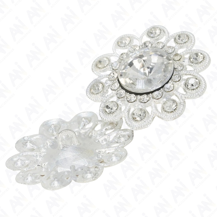 Sunflower Style Dome Rhinestone Metal Buttons