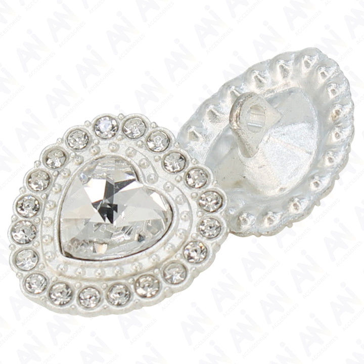 Heart Shape Rhinestone Metal Buttons