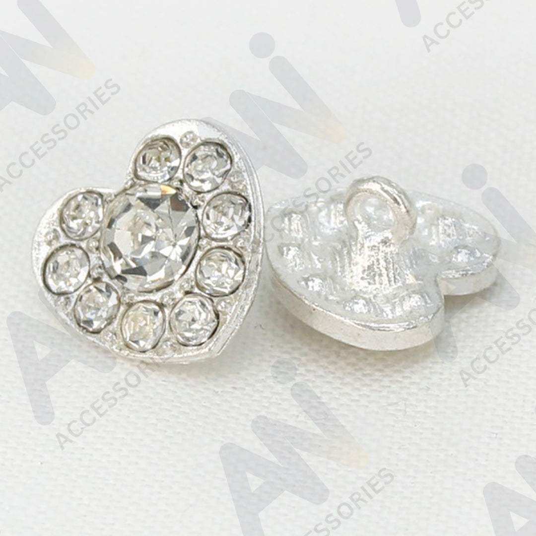 Heart Shape Dome Rhine Stone Buttons